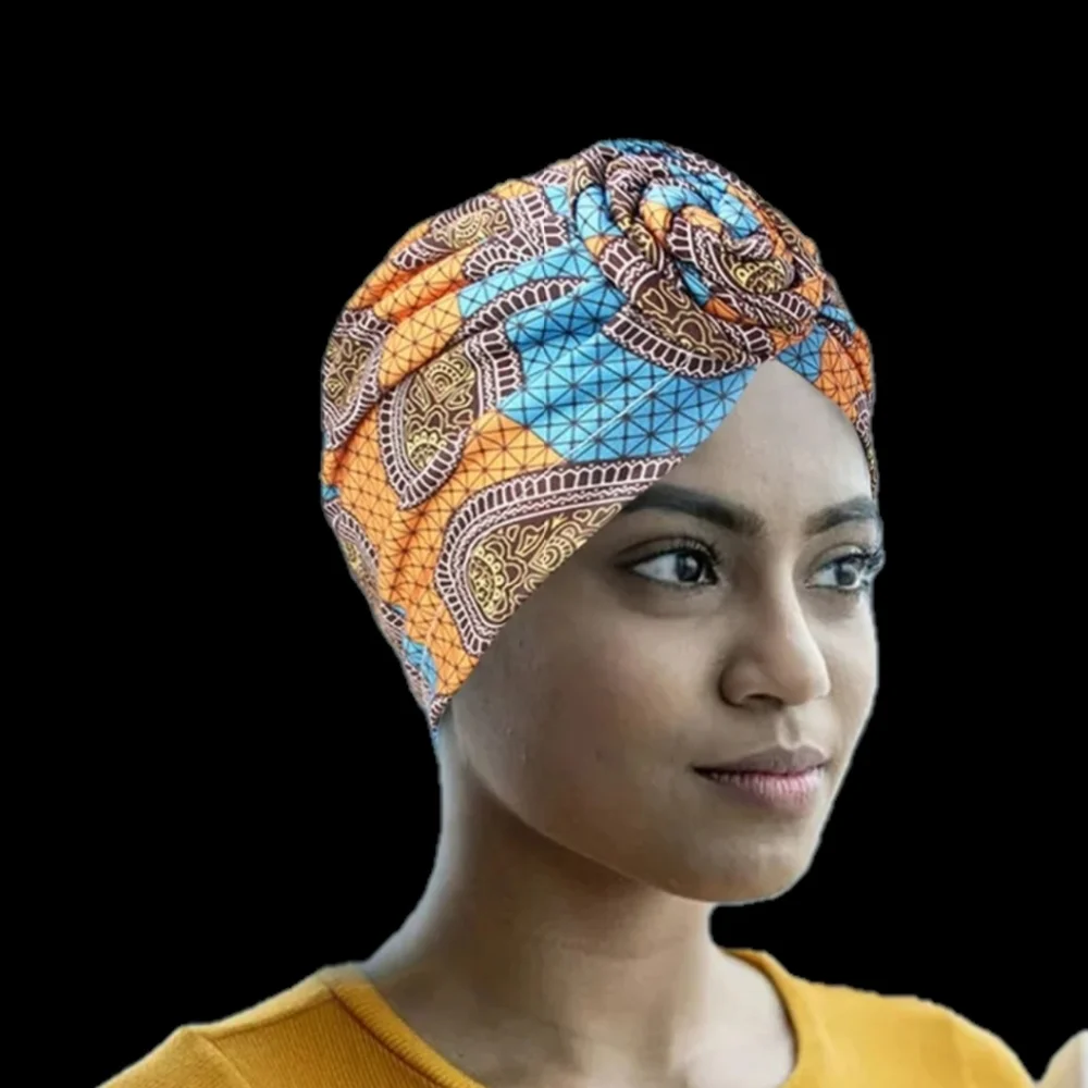 Vibrant Front Knot Patterned Headwrap Headscarf Turban Bandana O/S NWOT